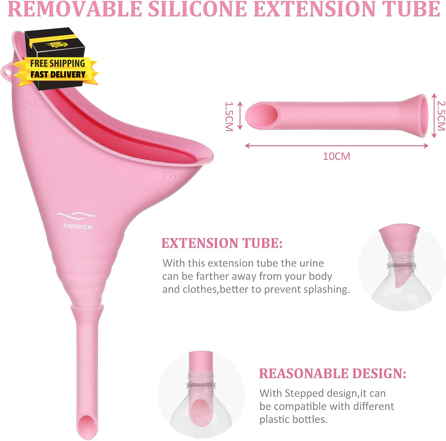 Female Urination Device,Reusable Female Urinal Silicone Women Pee Funnel Allows