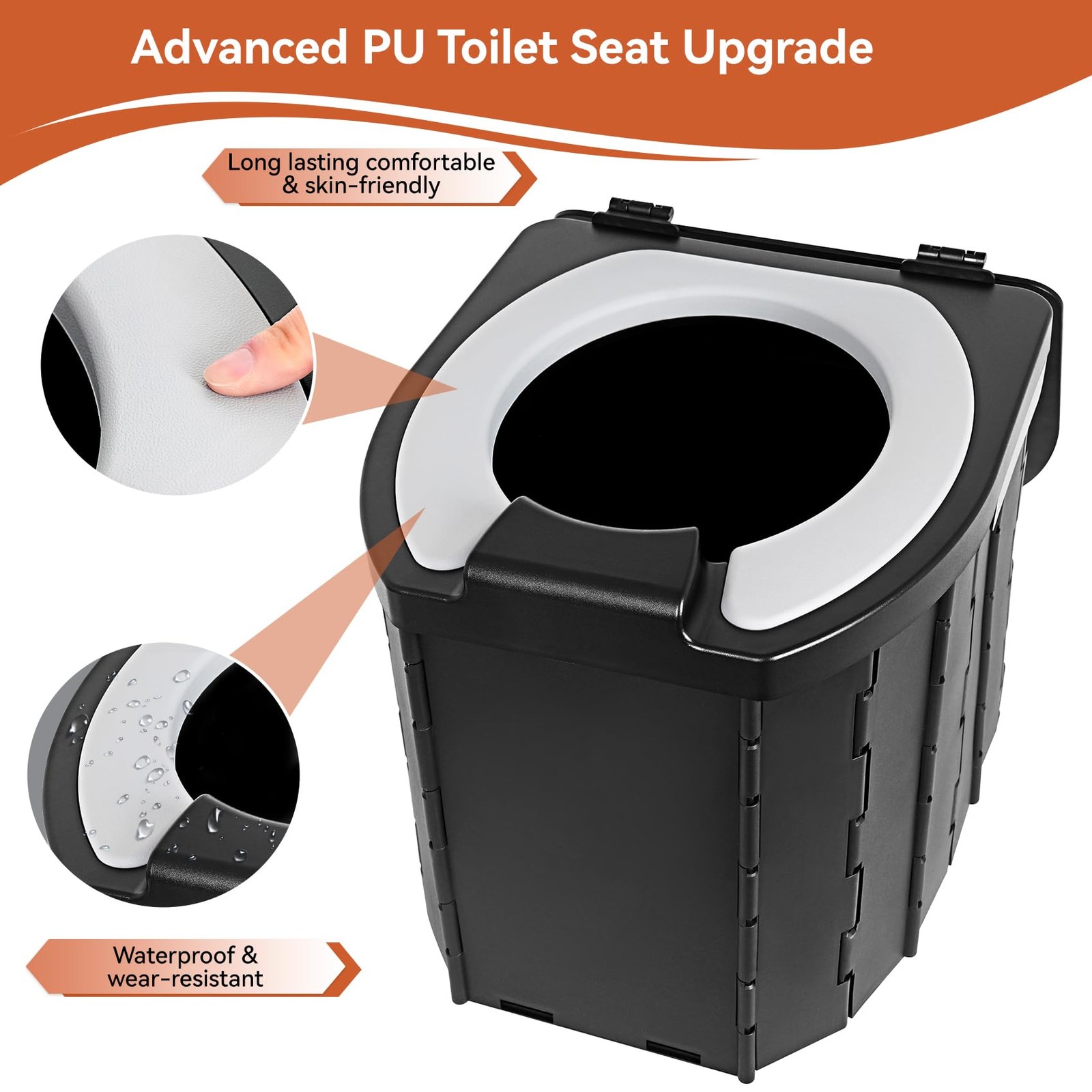 Portable Camping Toilet Foldable Travel Potty with Paper Holder Heavy Duty 450lb