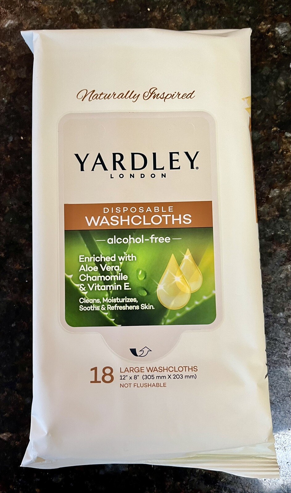 Yardley of London – Disposable Large Washcloths – 12×8, 18 Count, Resealable.