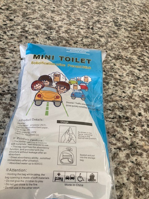 Mini Toilet Disposable urinal bags (20) – camping, road trips, sports events +