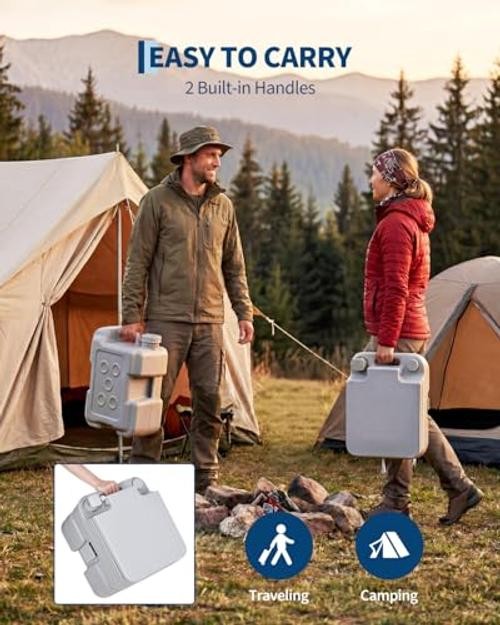 Portable Travel Toilet, T Outlet Water, RV Potty with 5.3 5.3 Gal Waste Tank