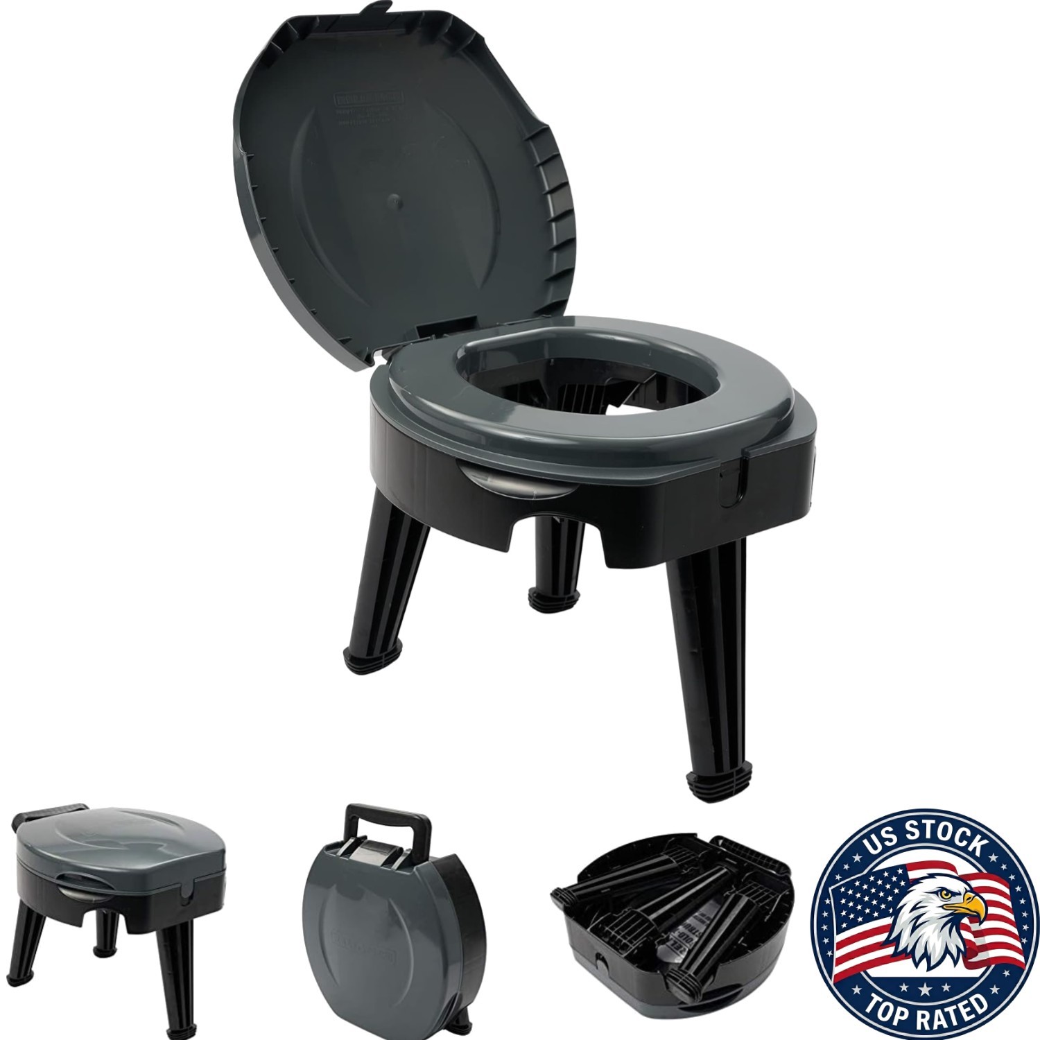 FOLD-TO-GO 14.5′ Durable Portable Toilet – 300 lb Capacity – Ideal for Camping