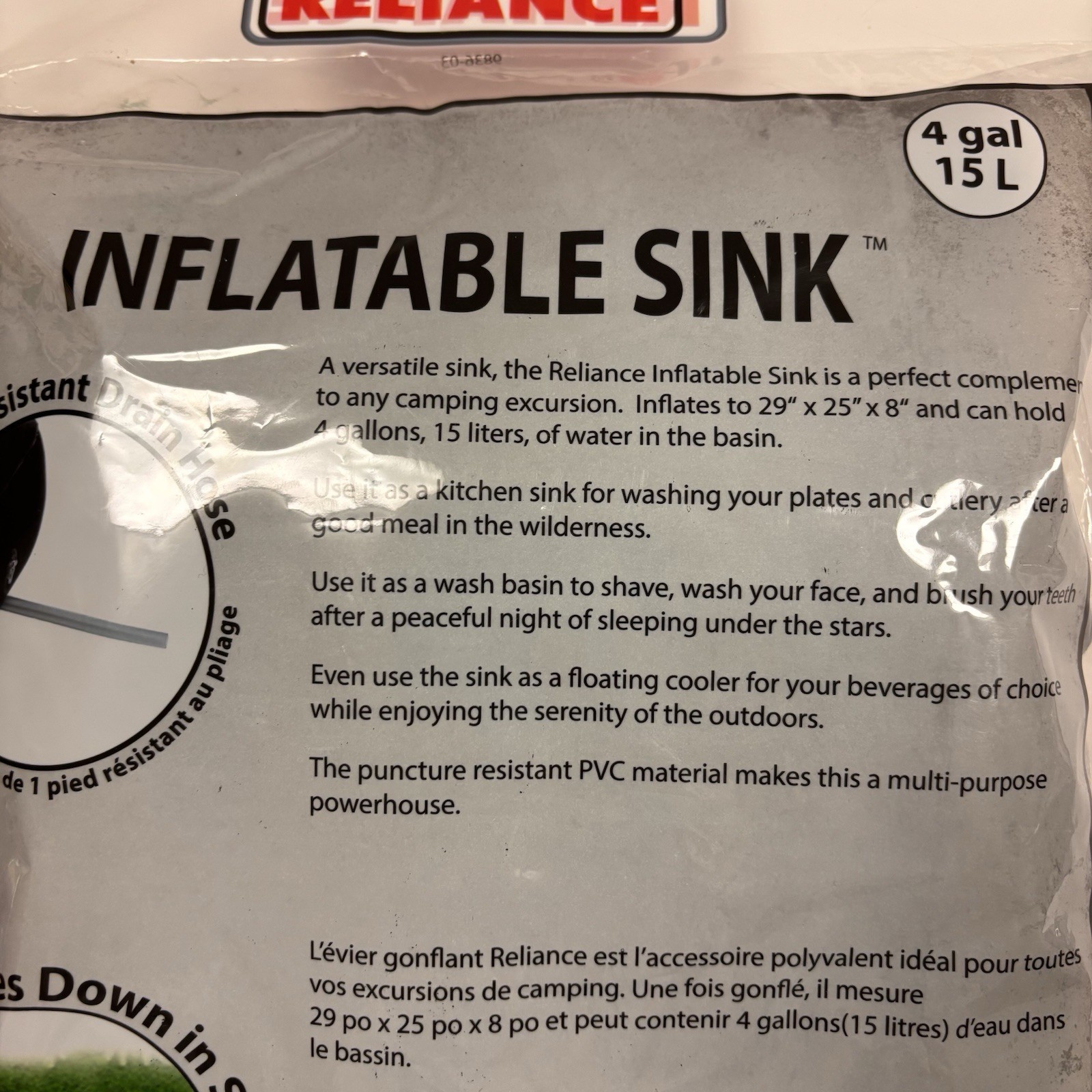 Reliance Products NEW Inflatable Sink Pool Cooler Portable 4-Gallon Black