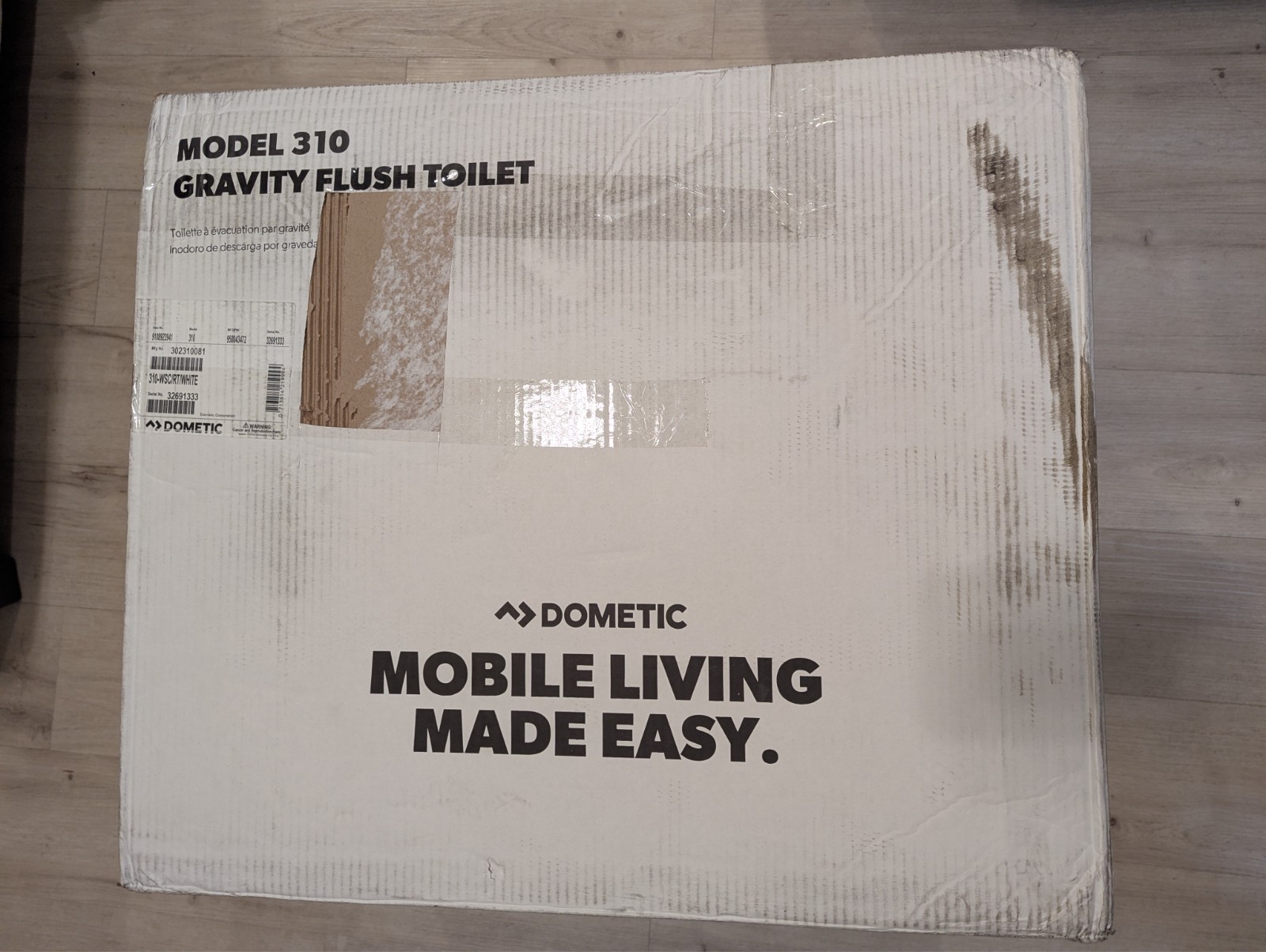 Dometic 310 Porcelain Gravity-Flush Toilet- White 9108923941 WSC/RT/White *Read