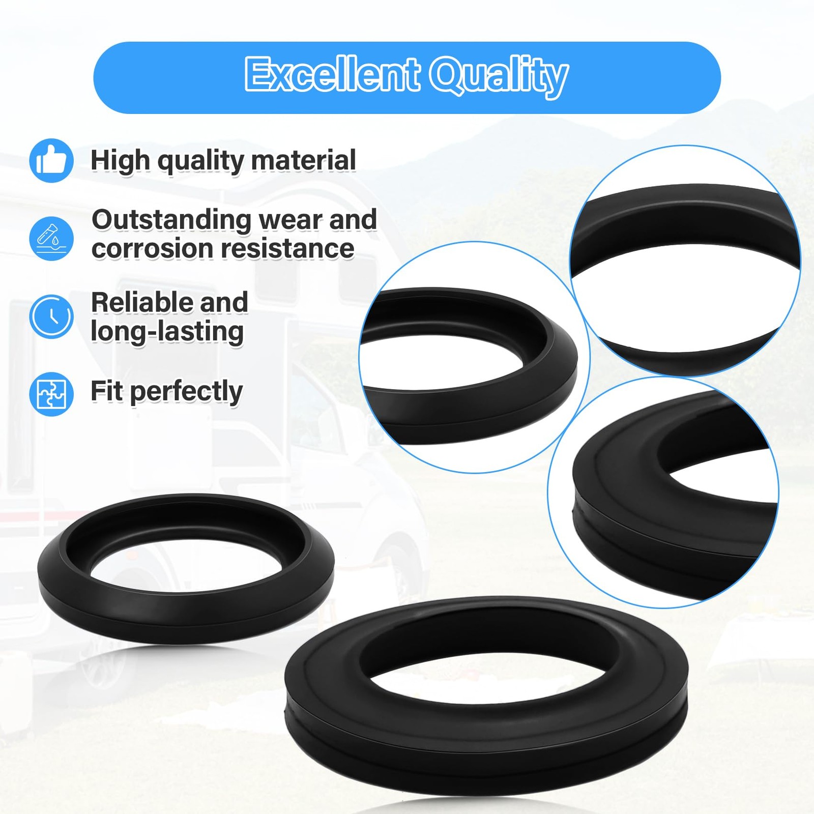 RV Toilet Seal Kit for Thetfords Aqua Magic Style Plus, Style Lite, Style II & R