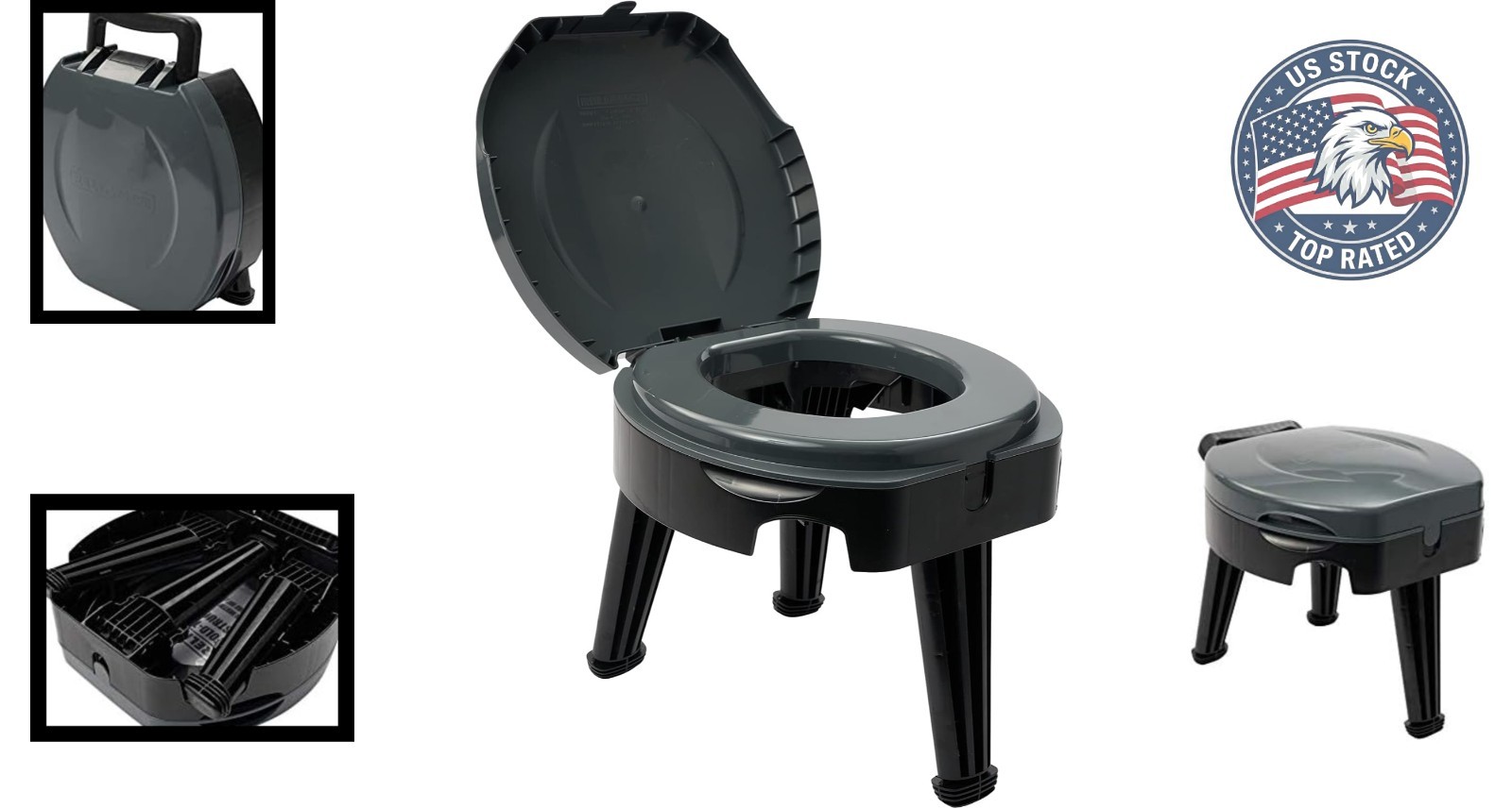 FOLD-TO-GO 14.5′ Durable Portable Toilet – 300 lb Capacity – Ideal for Camping