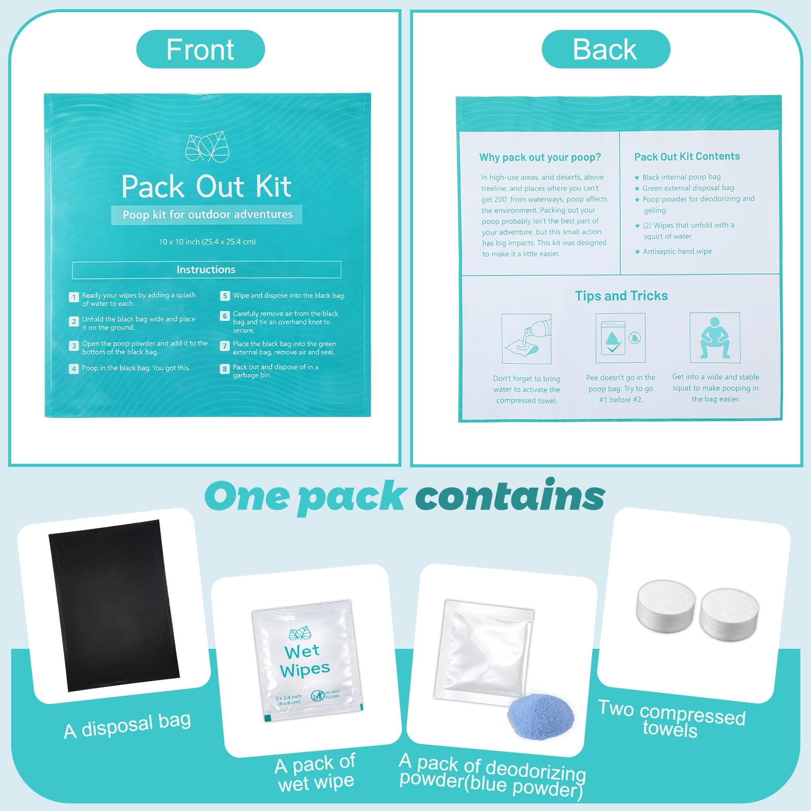 12 Pack Camping Poop Kit Includes Wet , Hand , Smell Disposal Bags, Poop for …