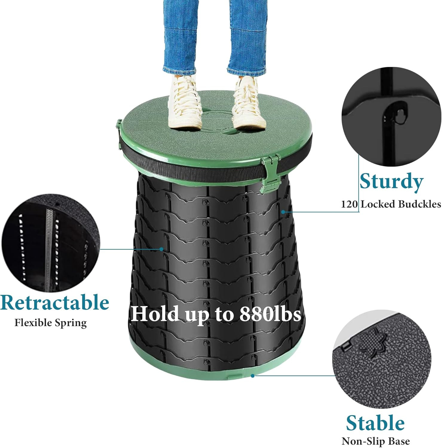 XXL Portable Toilet for Camping,880Lbs Capacity,19.7″ H Adjustable Portable Toil