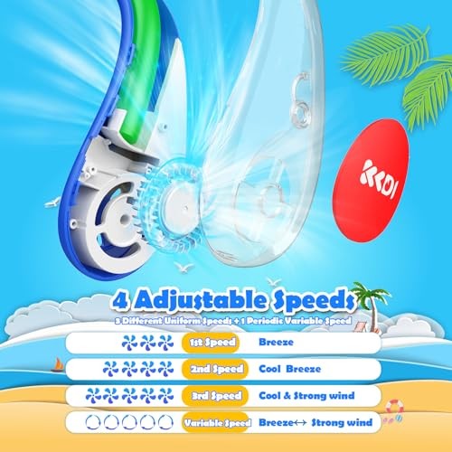 Kids Neck Fan, Portable Bladeless Neck Fan for Kids 4-14Y, 2600mAh Blue & Red