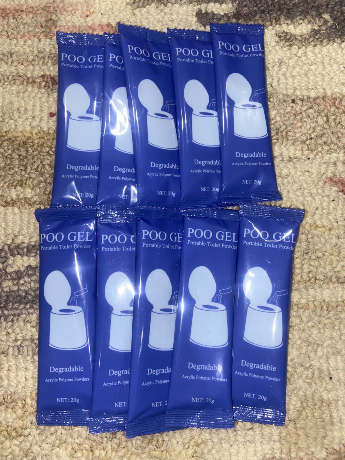 10 Pack Portable Toilet Powder Degradation , 20G /Pack Acrylic Polymer Powder