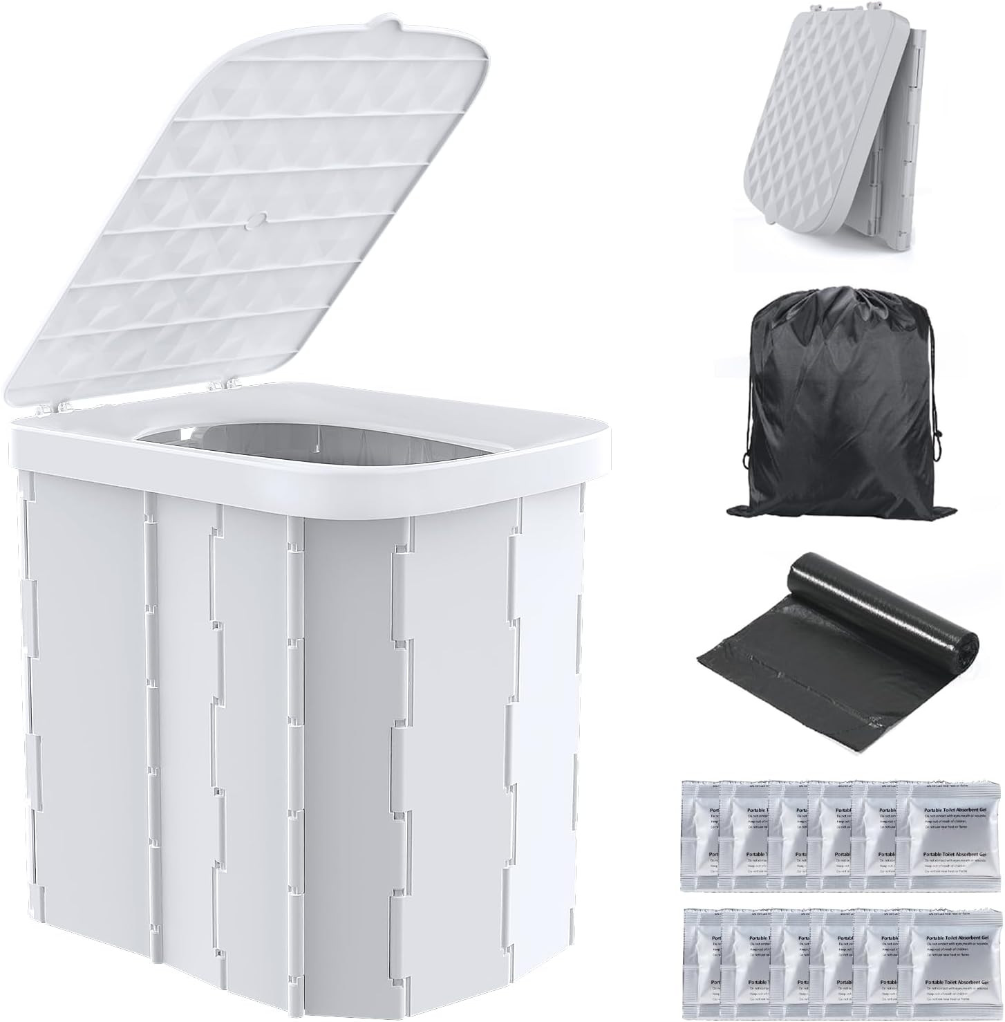 Hapoon Portable Camping Toilet for Adults XL Portable Folding Toilet with Lid,Tr
