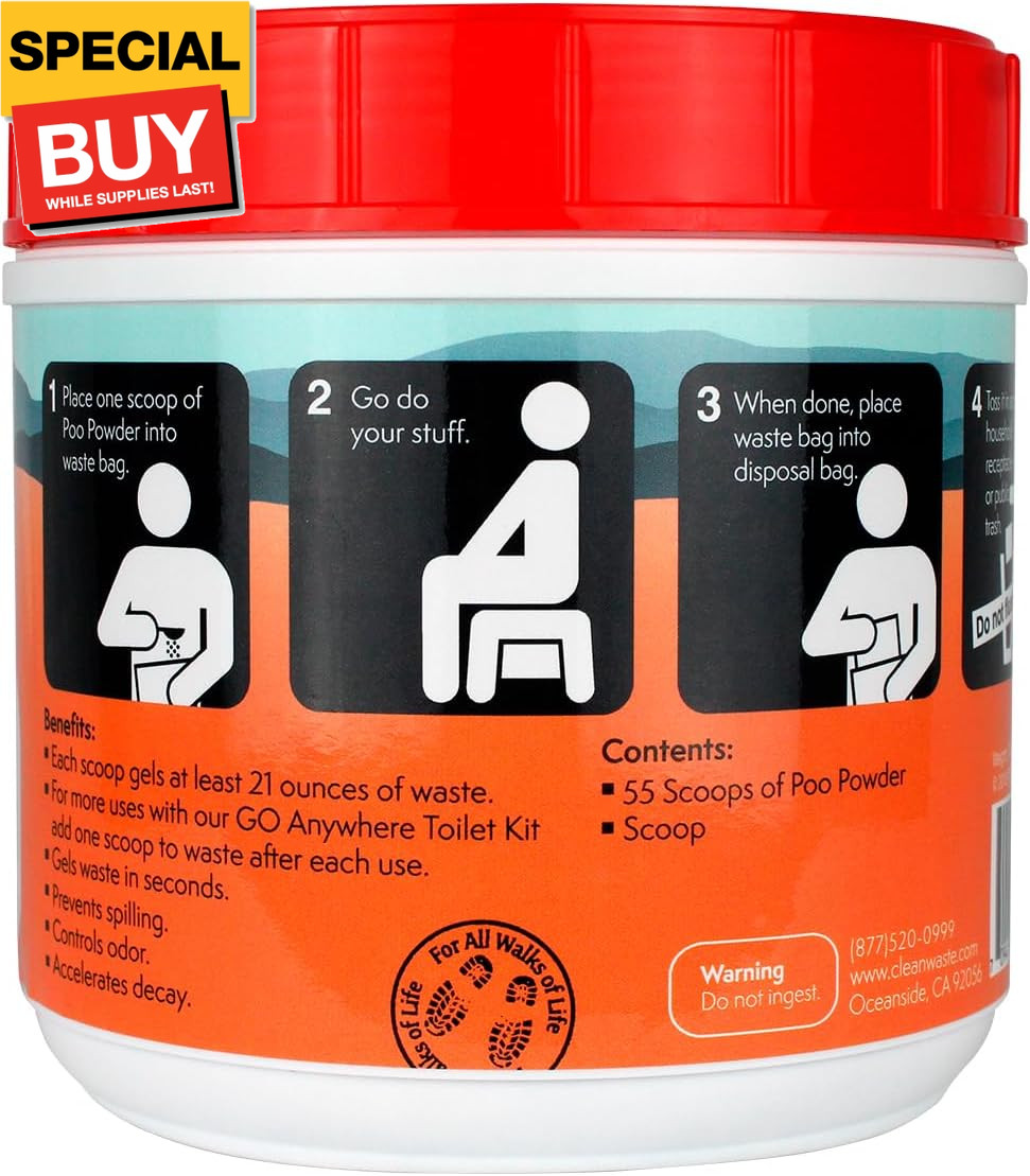 Portable Mini Poo Powder Deodorizing Waste Treatment – 55 Scoops – Pee and Poop