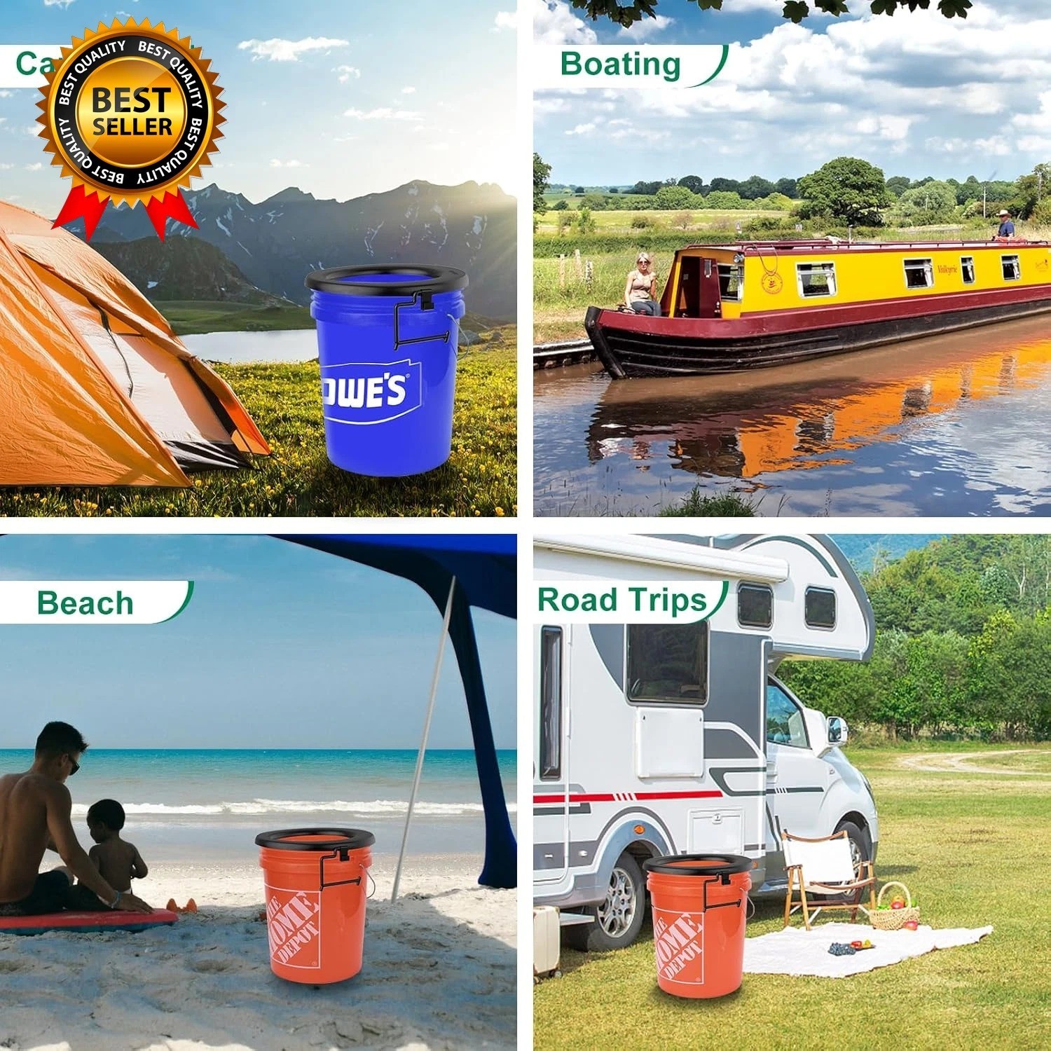 Bucket Toilet Seat, Portable Toilet Seat for 5 Gal Buckets Camping Toilet Seat
