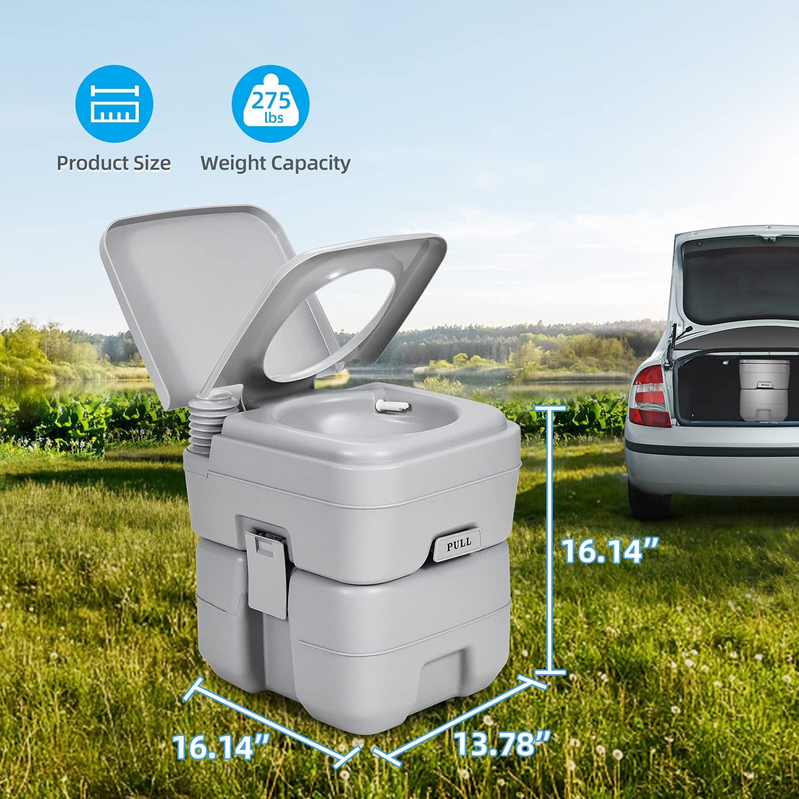 Yitahome Portable Toilet Travel 5.3 Gallon Rv Potty Detachable Tank Double