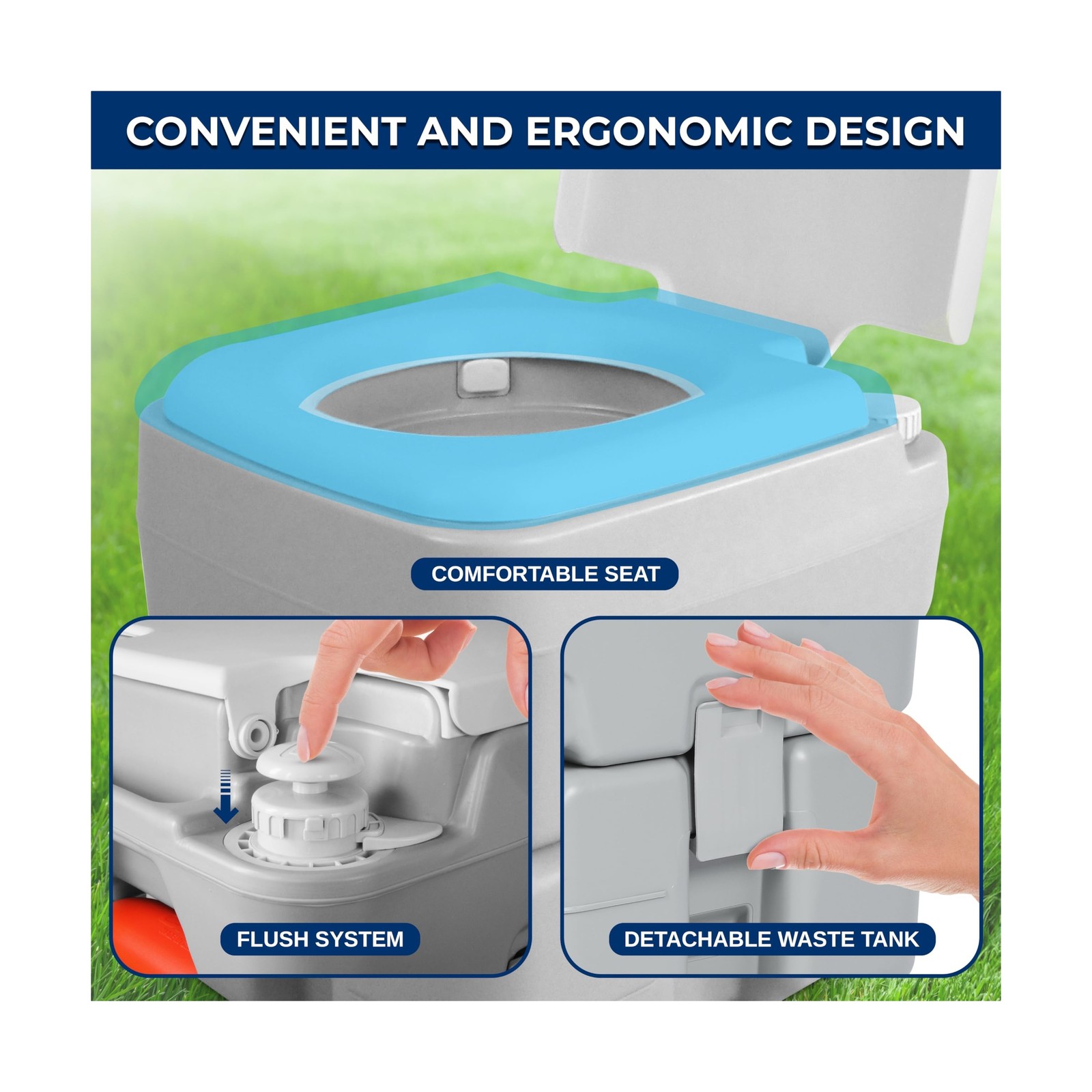 SereneLife 5.2 Gal Portable Camping Toilet For Adults, 100+ Flushes, Porta Po…