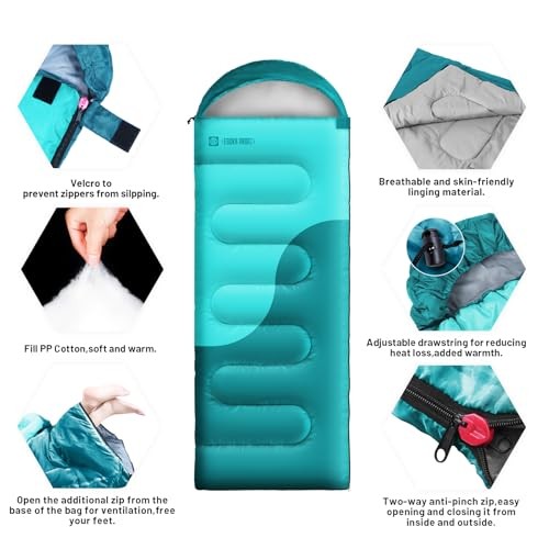 Sleeping Bags for Adults&Kids,Lightweight Waterproof Warm Weather Aquamarine