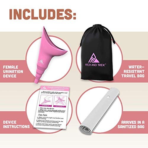 Silicone Female Urinal Device Pink Portable Travel Funnel Camping Hiking Toilet