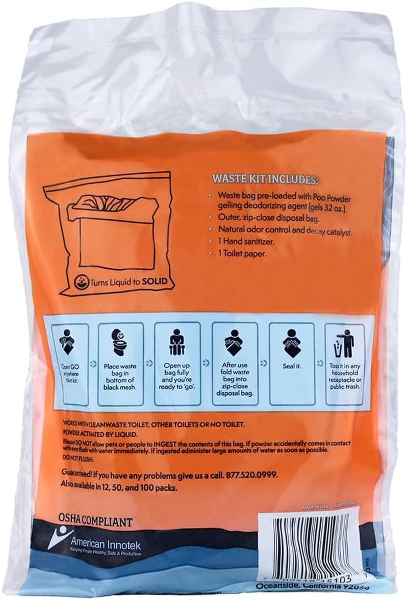 Original WAG Bag Portable Toilet (12 Pack) – Go Anywhere Kit for Camping, Boatin