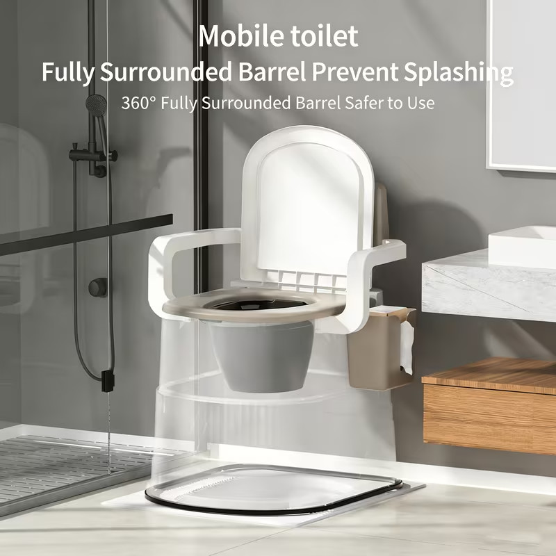 Portable Toilet Handrail Design Camping RV Toilet for Home, Boat, Van, Travel