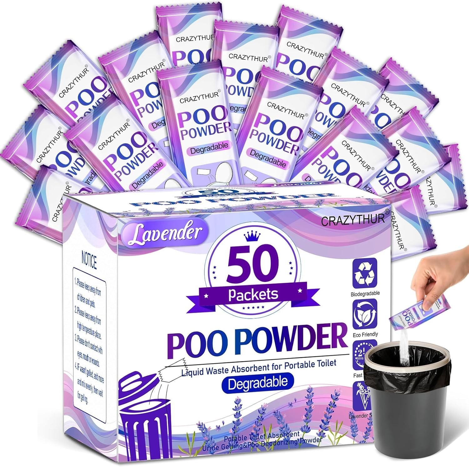 Portable Toilet Gel, Poo Powder for Portable Toilet, Camping Toilet Gel, Pee …