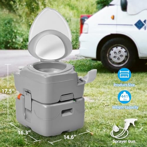 Portable Toilet Camping Porta Pottylon 5.8 Gal Extended Diagonal+Bag+Sprayer