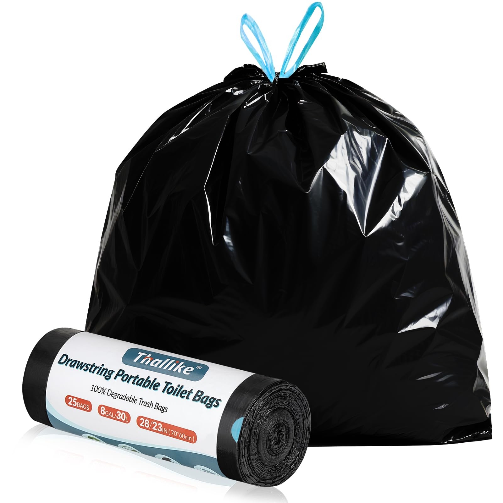 Portable Toilet Bags – 2 Mil Thickened Camping Toilet Bags, Drawstring Travel…