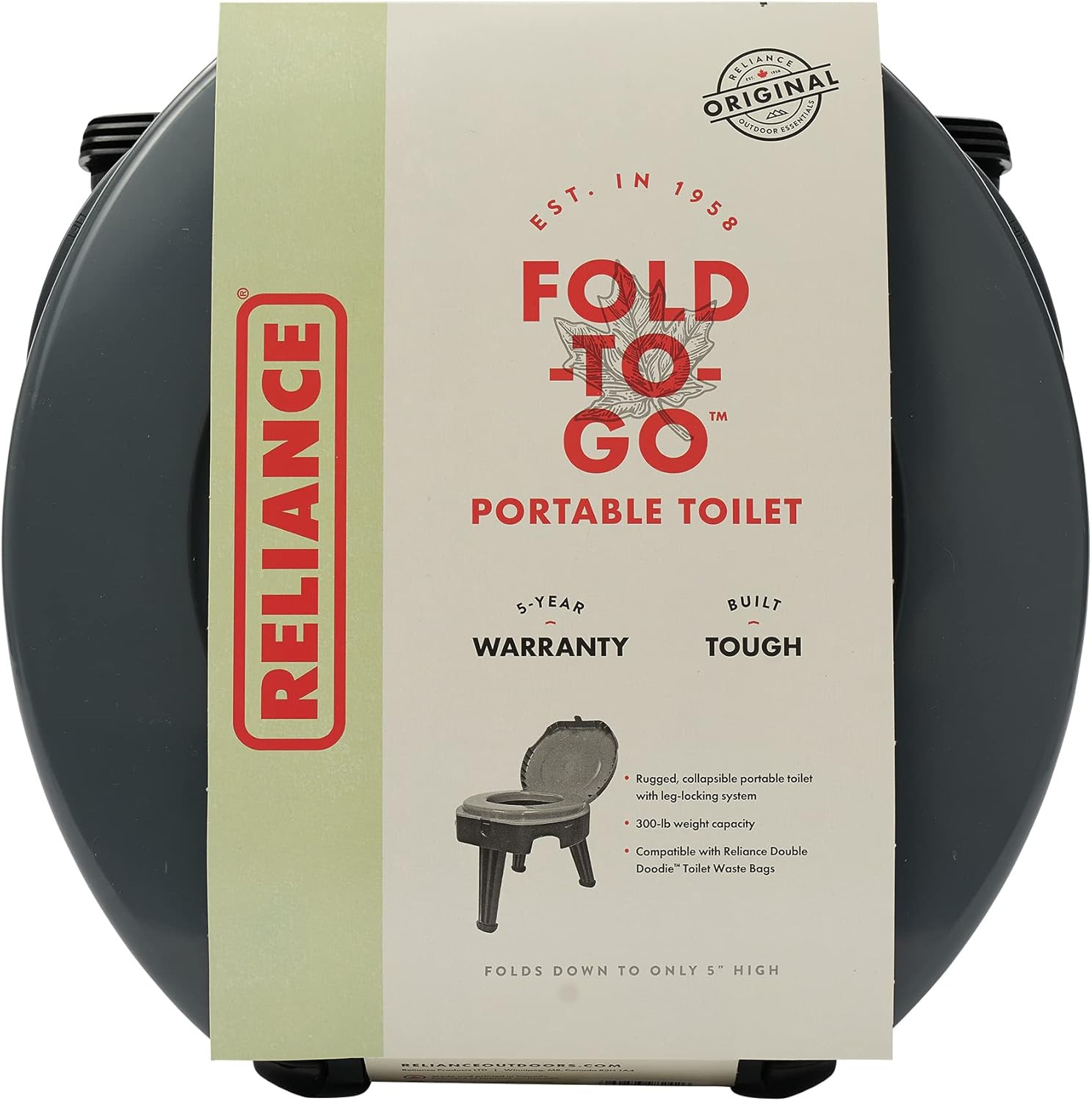 Products Fold-To-Go Folding Portable Camping Toilet | 300 Pound Capacity | Compa