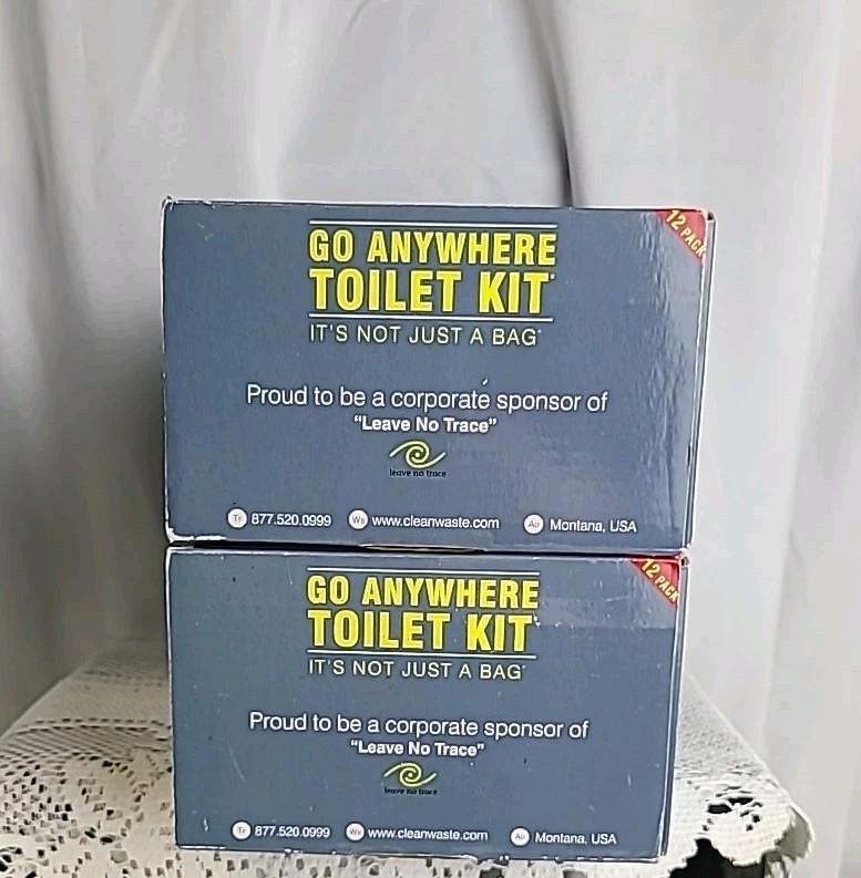 LOT of 2 -12/Pack CASE NEW Cleanwaste GO Anywhere Toilet Waste Kits 24 total