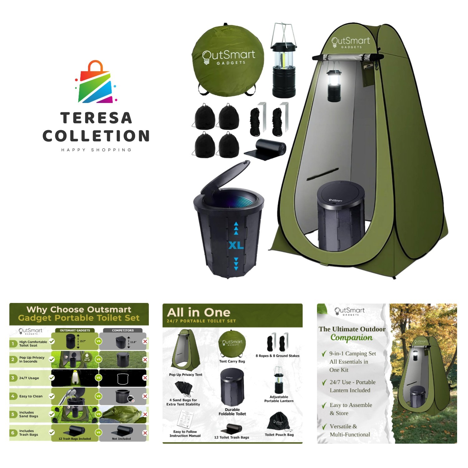 Multipurpose Portable Toilet Set with Carry Bags – Ultimate Camping Convenience