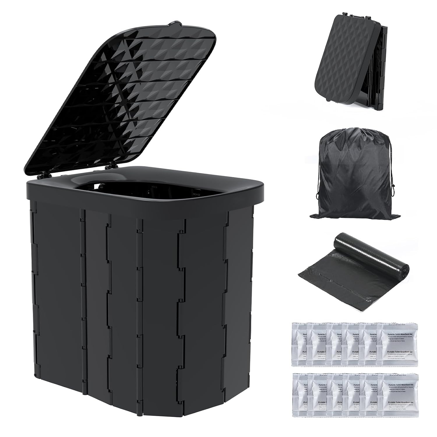 Adult Portable Folding Camping Toilet Travel Potty 12L Hapoon XL Portable