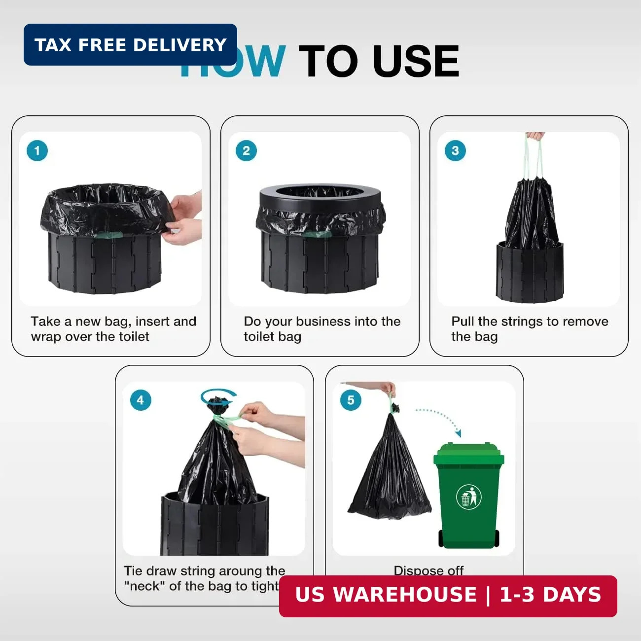 TRIPTIPS Portable Toilet Bags Drawstring 8 Gallon Camping Toilet Bags Toilet Was