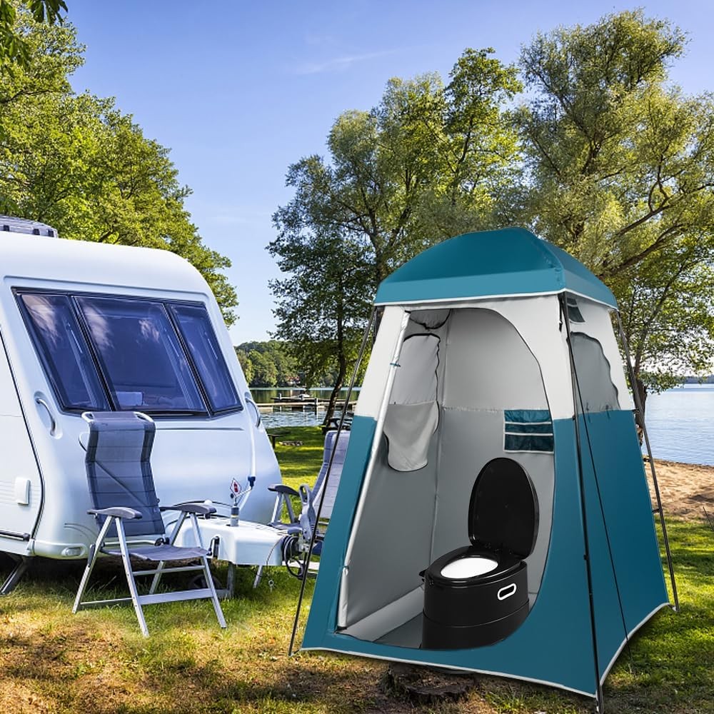 Portable Toilet | Indoor Outdoor Commode w/Detachable Inner Bucket & Remo