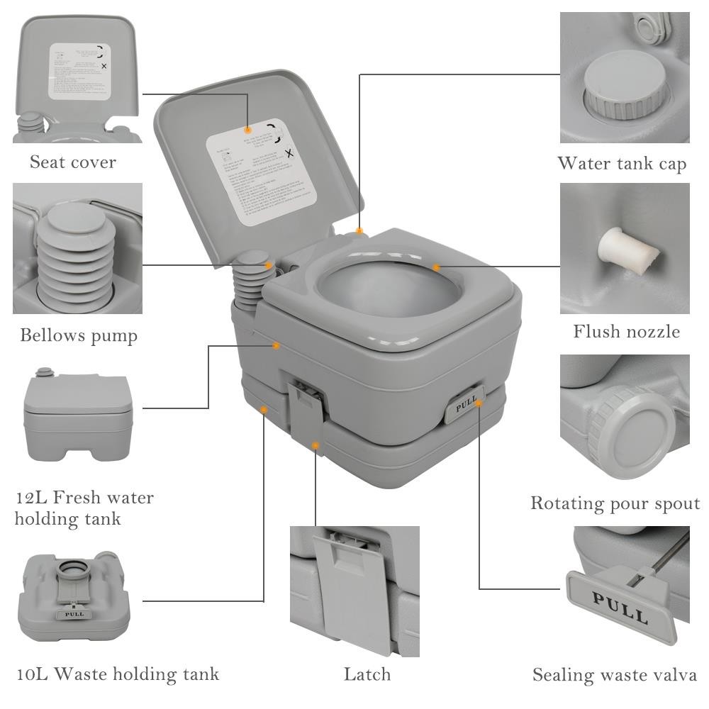 MOTOOS 2.6 Gallon Grey Sump Upgrade Outdoor Toilet