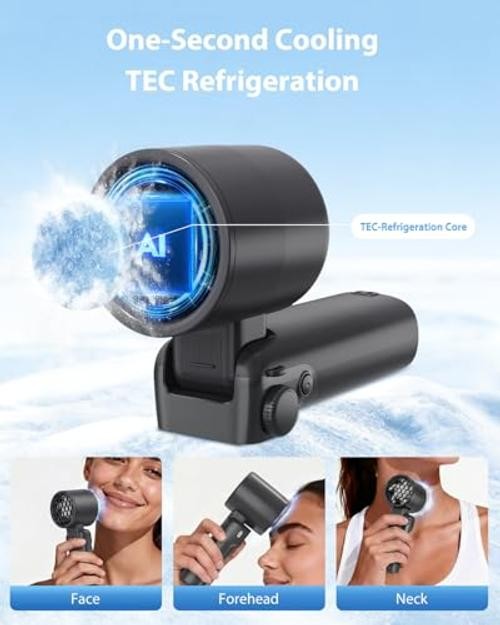 Portable Handheld Fan with Ice Cooling, Up to 13Hrs Rechargeable Personal Grey