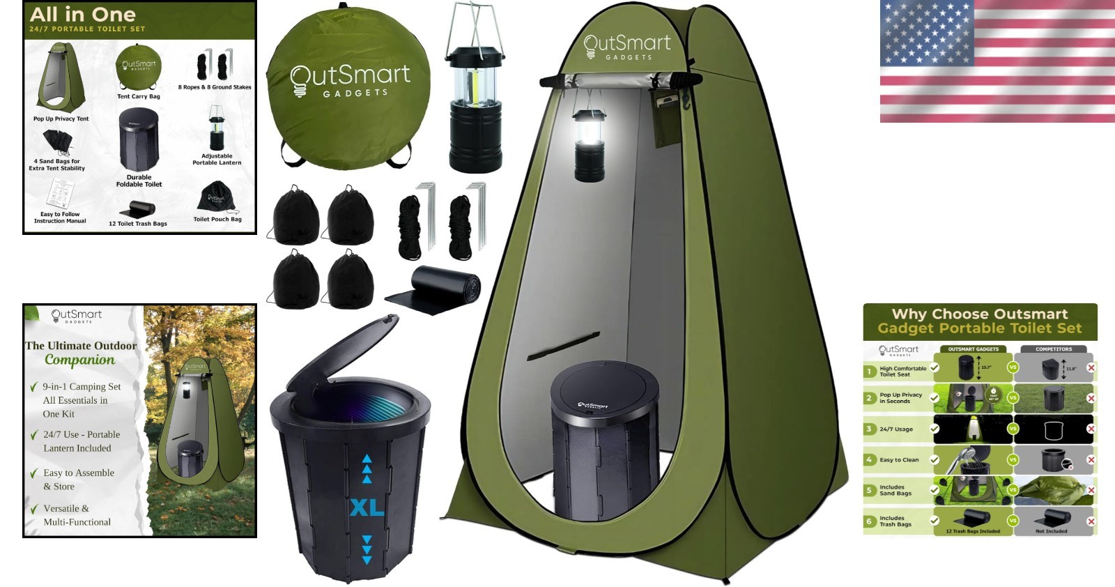 Multipurpose Portable Toilet Set with Carry Bags – Ultimate Camping Convenience