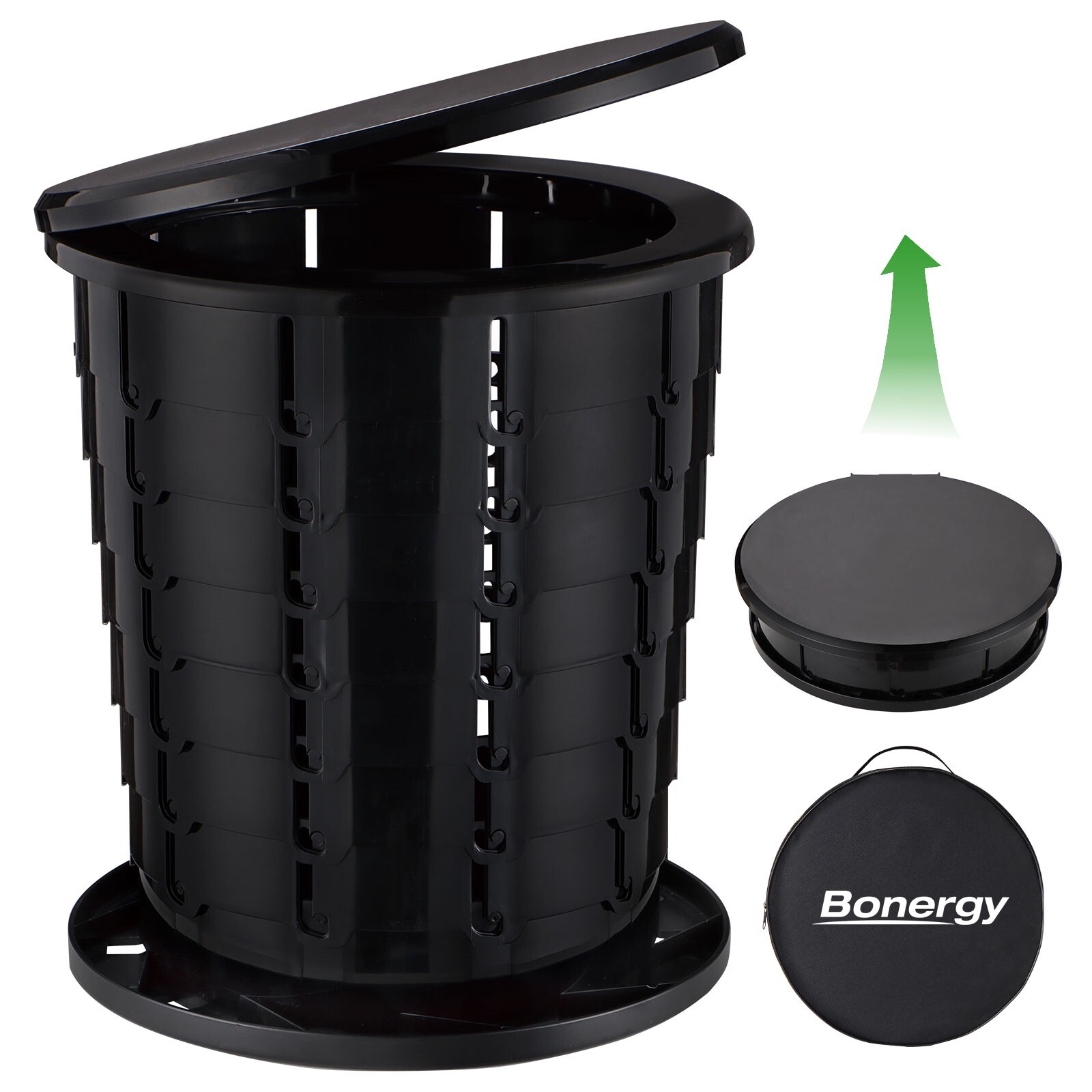 Bonergy Retractable Portable Toilet for Camping Toilet with Handy Storage Bag