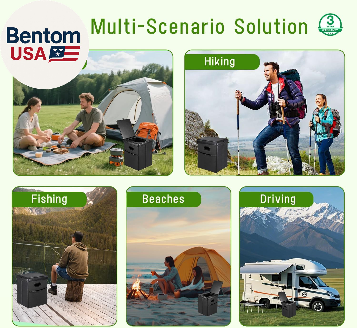 16.5″ XL Portable Toilet for Camping, Foldable Travel Toilet for Adults with Cus