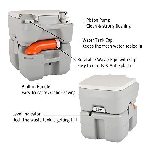 Portable Camping Toilet 5.3 Gallon Detachable Holding Tank with Carrying Bag