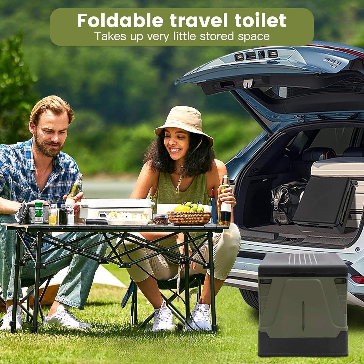 PORMYTRIP Portable Foldable Toilet for Camping, Travel, and Home Use