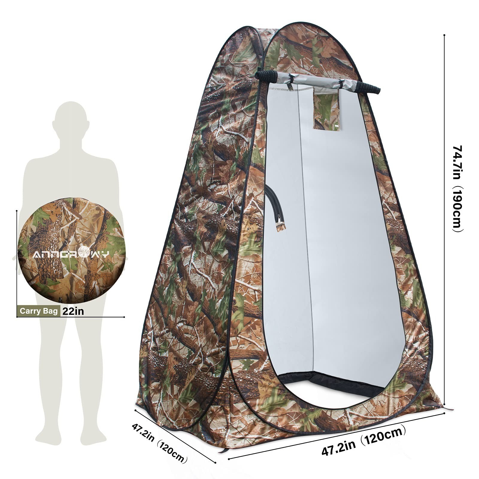 Anngrowy Portable Toilet Shower Tent – Waterproof Pop Up Camping Bathroom