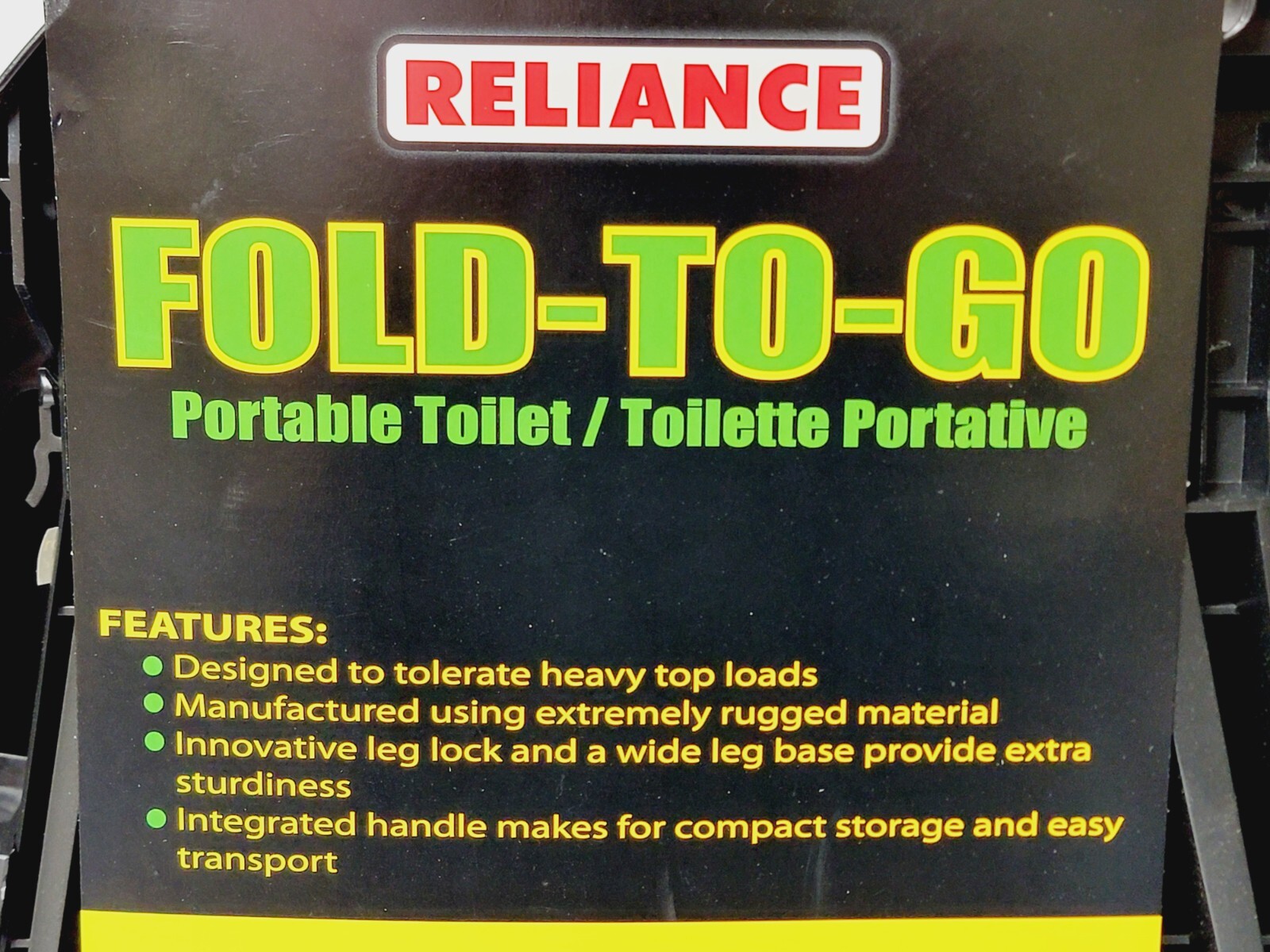 Portable Camping Toilet FOLD-to-GO Folding Reliance Products Black NEW