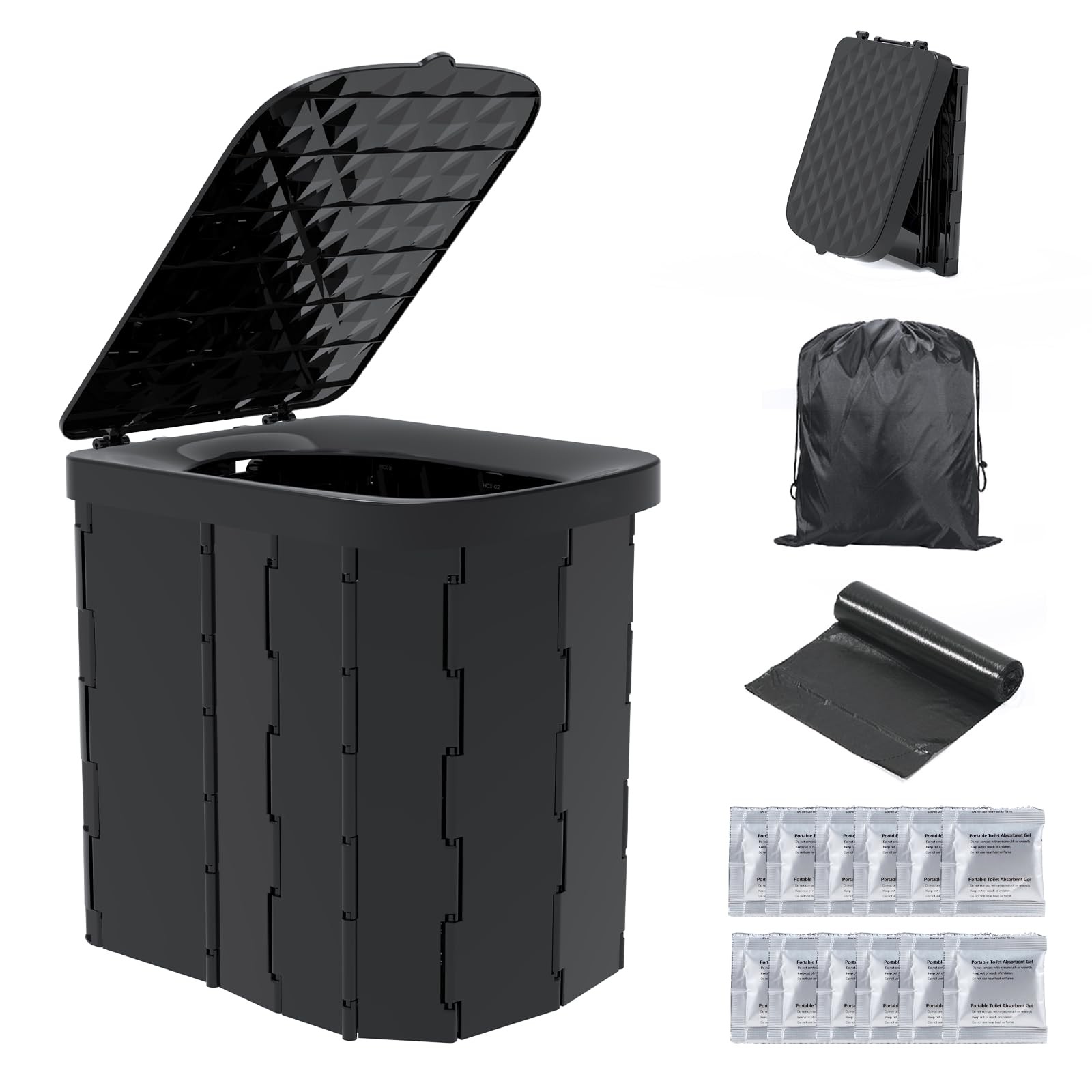 XL Portable Folding Camping Toilet Travel Potty for Adults, 12 Toilet Bags, …