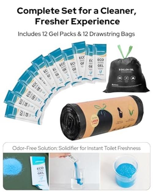 Portable Toilet with Privacy Tent – Urine Gel & Leak – Black & Green