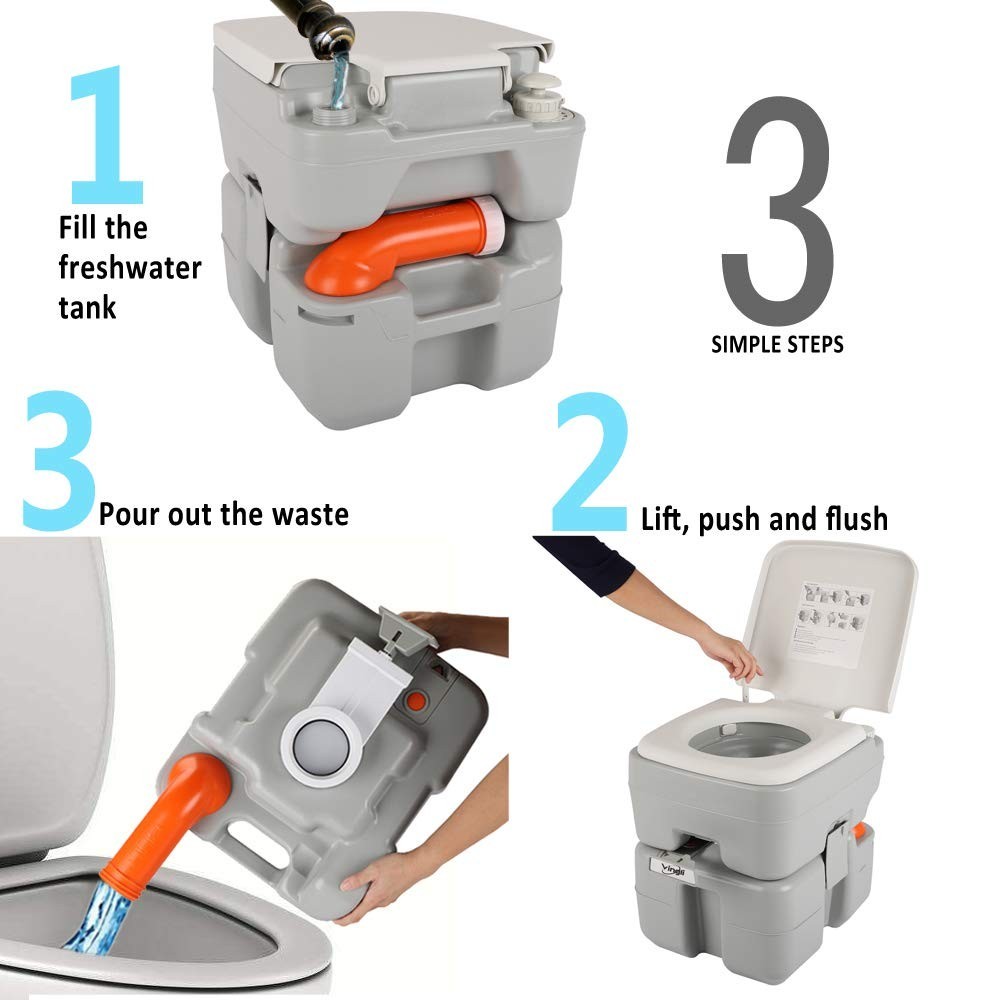 Portable 5.3 Gallon Camping Toilet with Carrying Bag – Large Capacity for RV, Bo