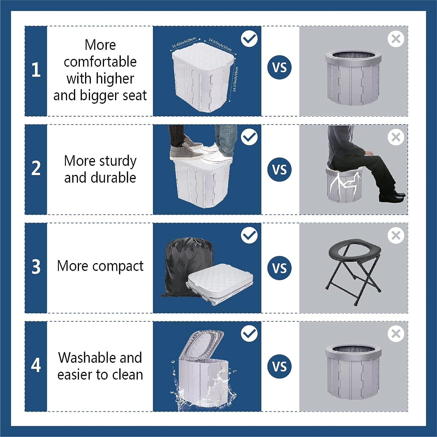 Hapoon Portable Camping Toilet for Adults XL Portable Folding Toilet with Lid,Tr