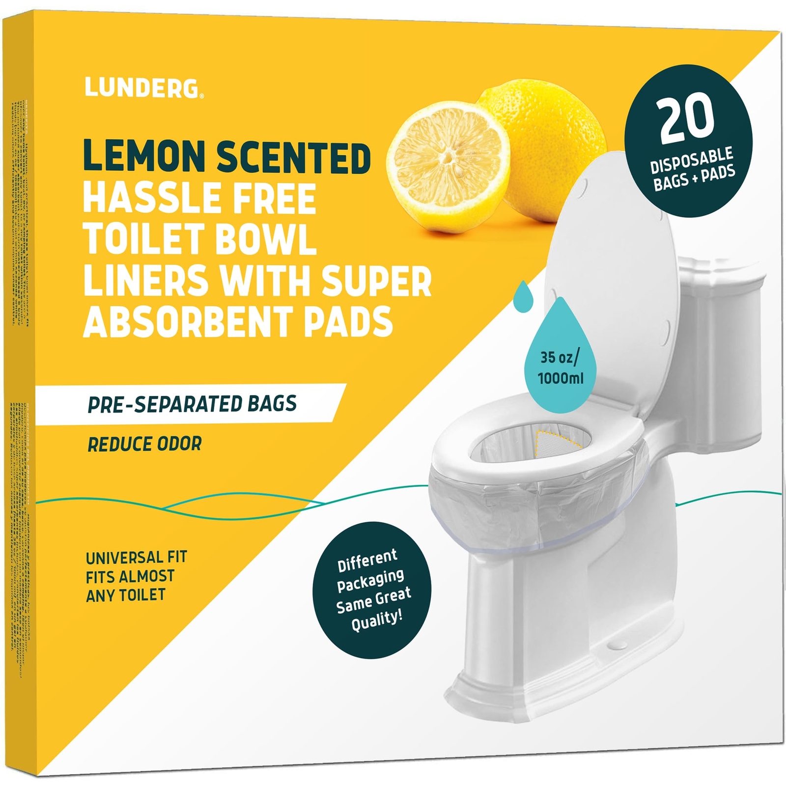 Toilet Bowl Liners with Lemon Scented Super Absorbent Pads Value Pack 20 Co