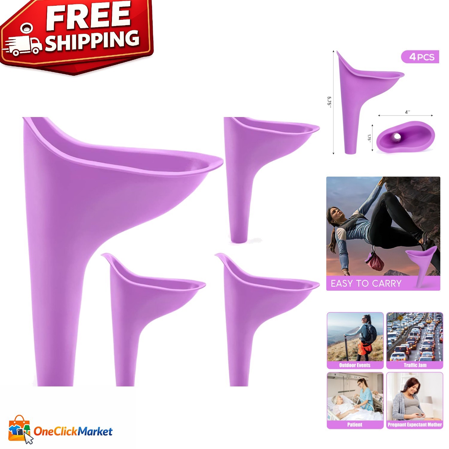 4PCS Portable Female Urinal Funnels – Hygienic Pee Funnel for Travelers