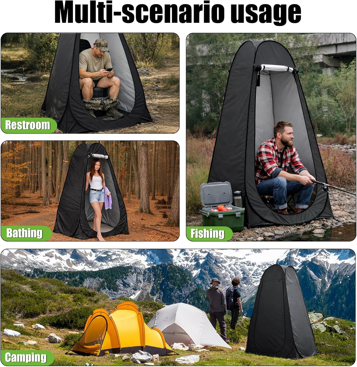 Portable Camping Toilet with Privacy Tent Foldable Outdoor Restroom Travel Kit