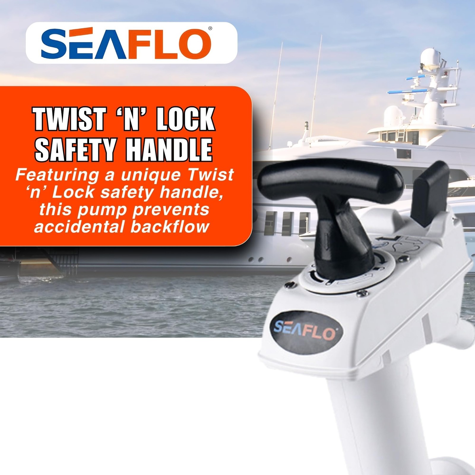 SEAFLO Manual Toilet Pump Flush Handle Kit – Compatible with SEAFLO and JABSC…