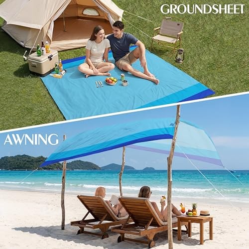Beach Blanket Waterproof Sandproof 78”X81”/10’X9′ Oversized Mat | 100%